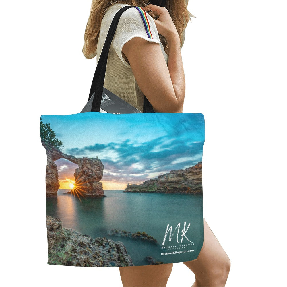 Puente De Piedra, Cabo Rojo Sunburst Canvas Tote Bag Canvas Tote Bag by Michael Klinger Fine Art Photographer