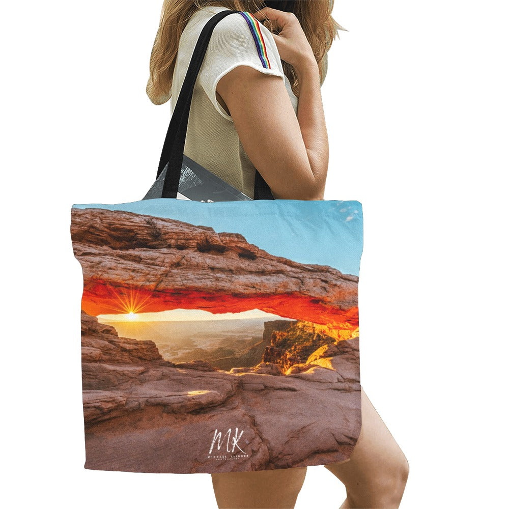 Mesa Arch Sunburst Canvas Tote Bag by Michael Klinger Fine Art Photographer